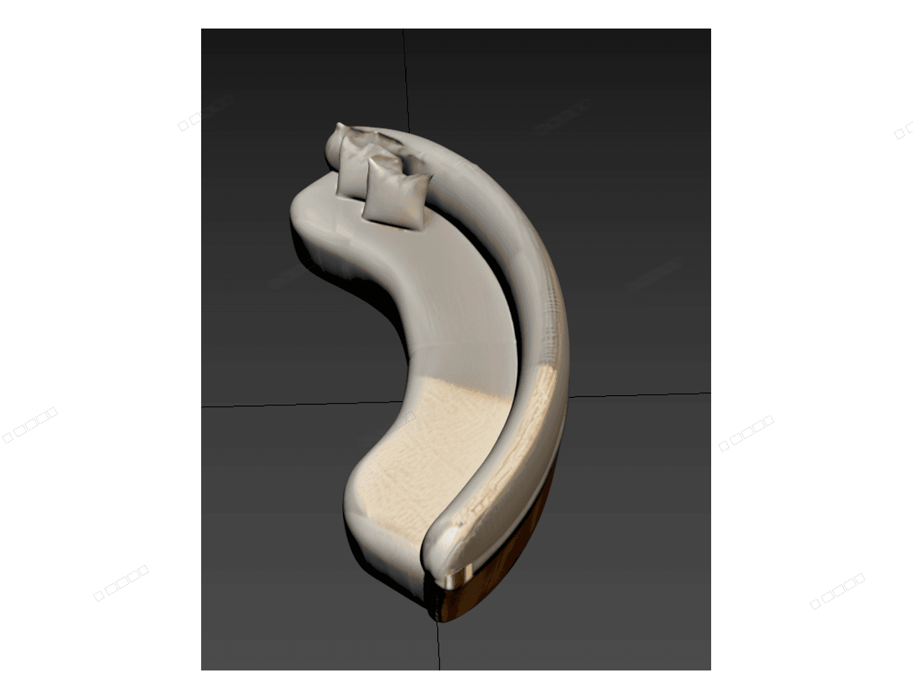 Long Curved Sofa — 3ds Max Model