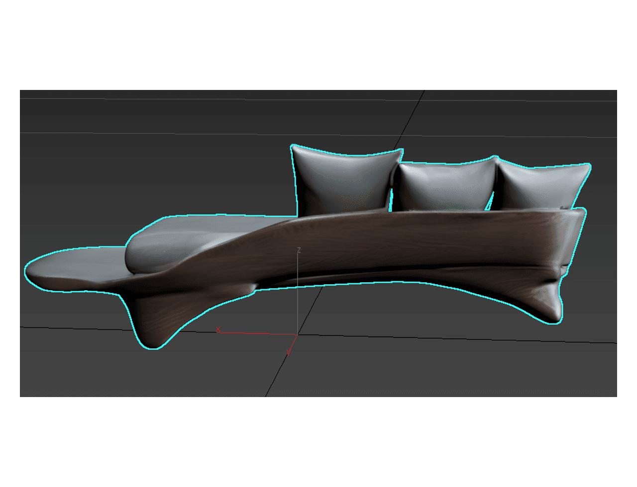 Low Profile Curved Sofa — 3ds Max Model