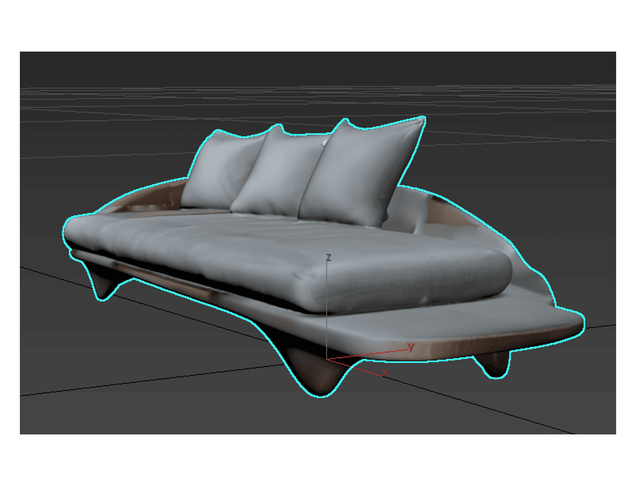 Low Profile Curved Sofa — 3ds Max Model