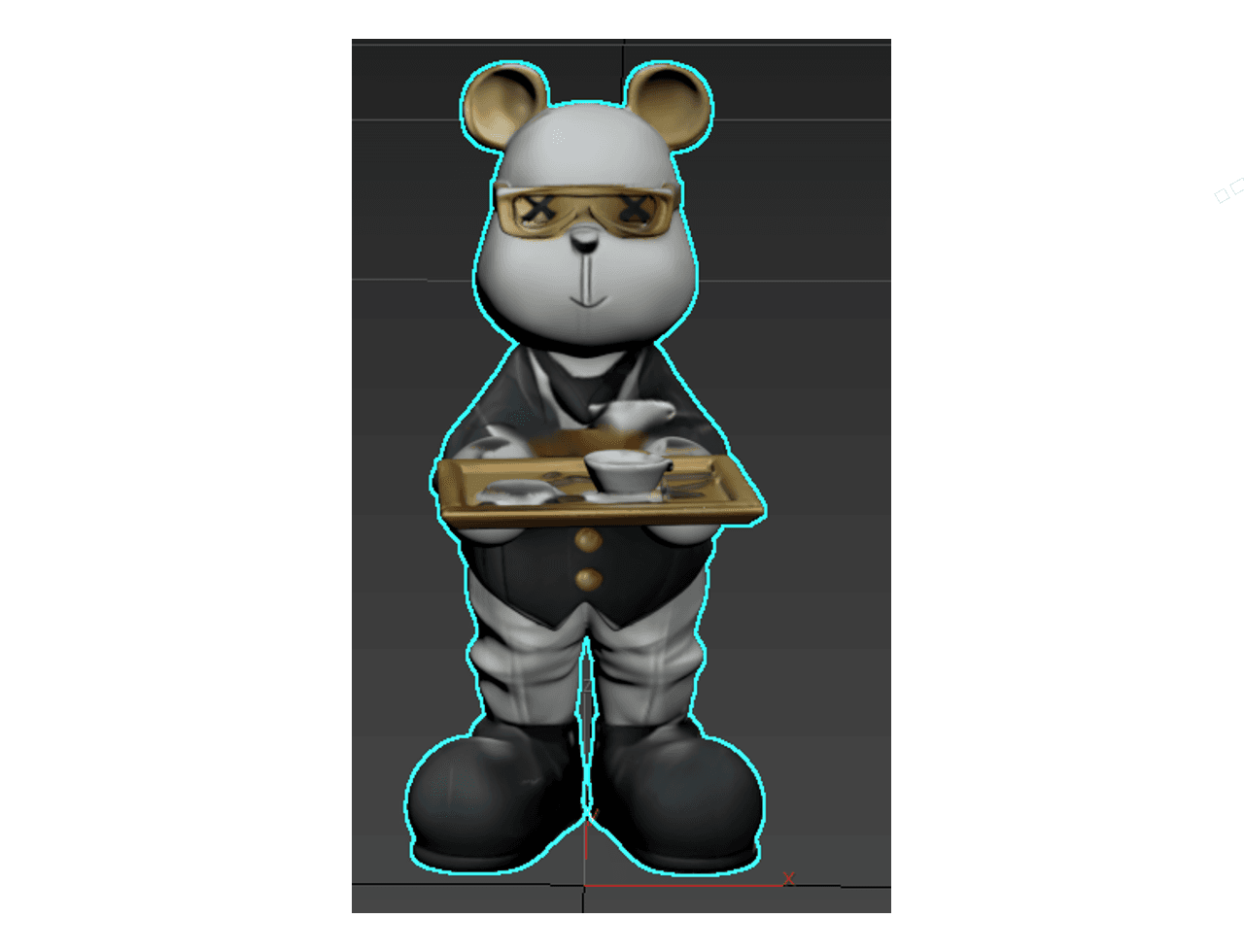 Panda Butler Tray Figure — 3ds Max Model