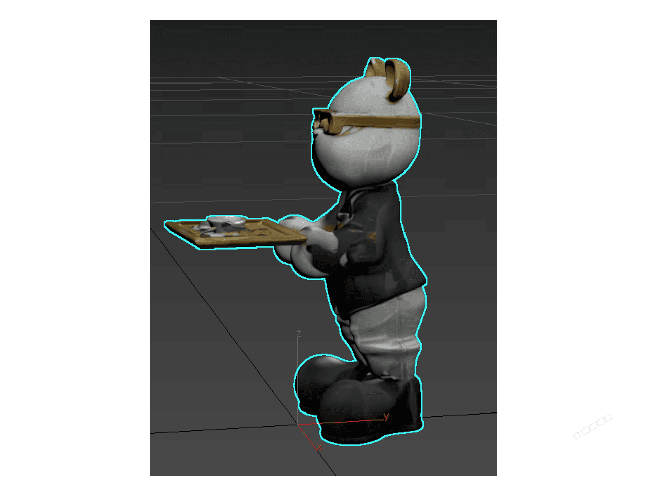 Panda Butler Tray Figure — 3ds Max Model