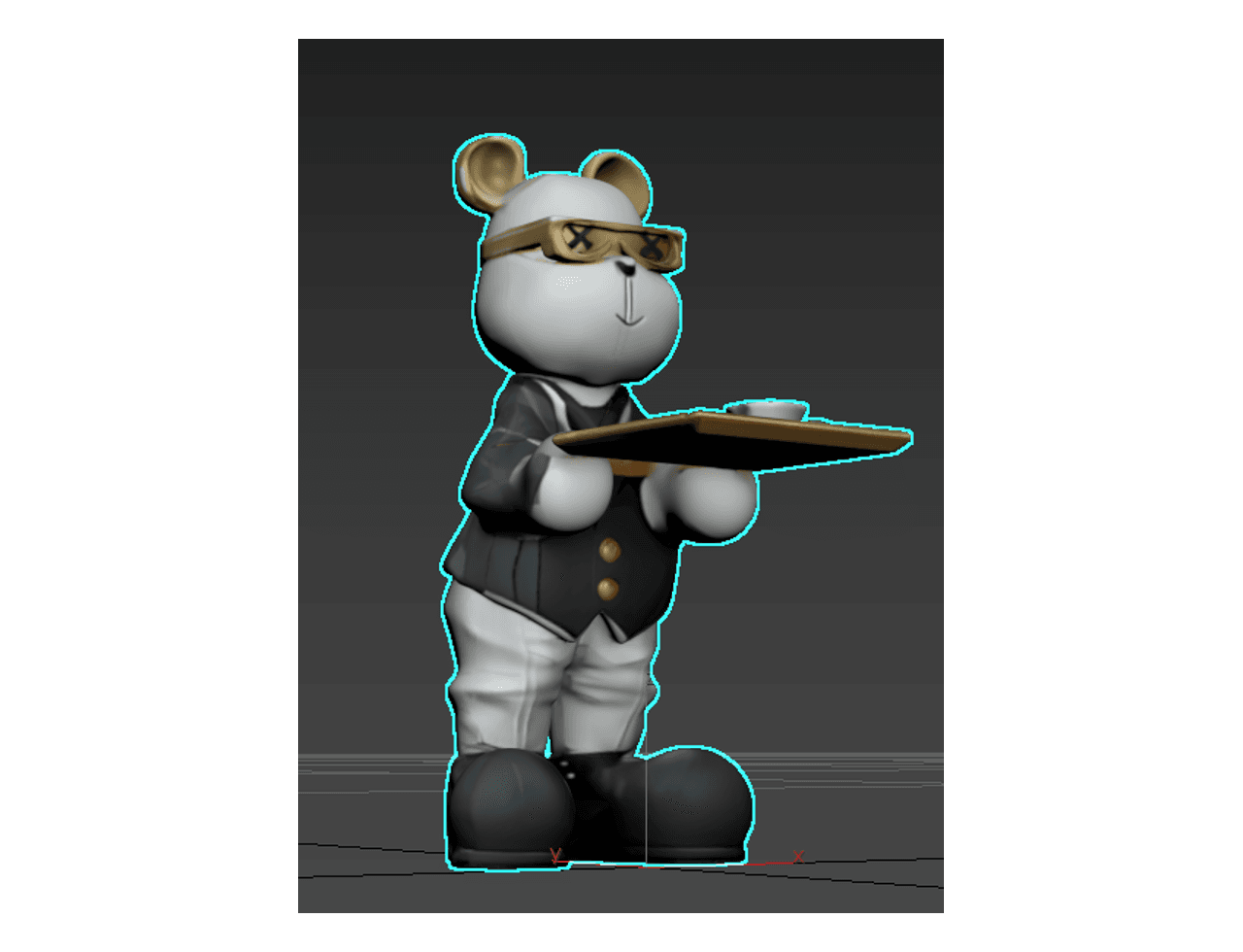 Panda Butler Tray Figure — 3ds Max Model