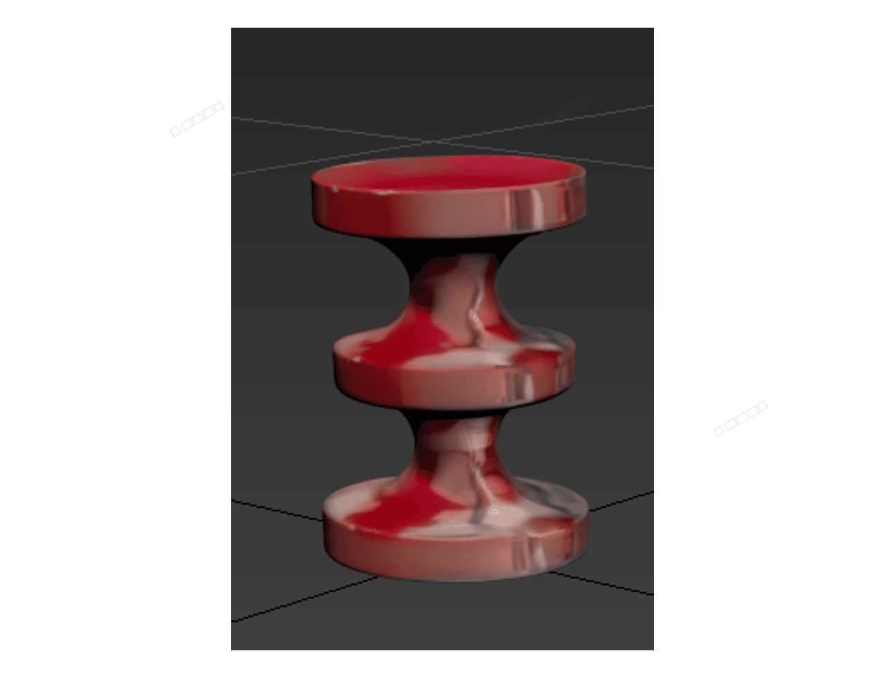 Red Pedestal Stool — 3ds Max Model