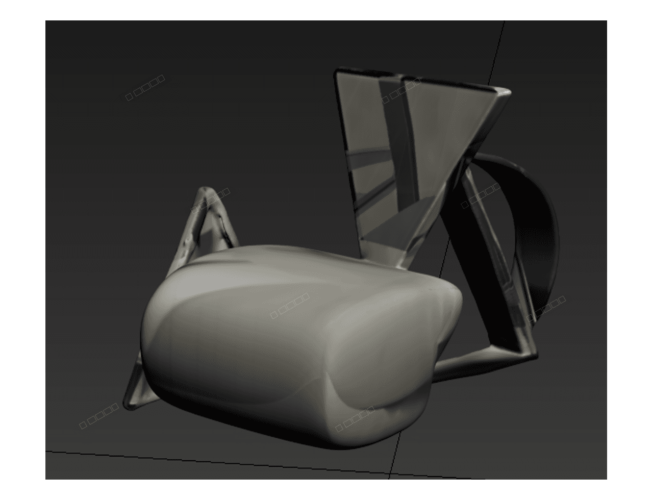 Sculptural Curved Armchair — 3ds Max Model