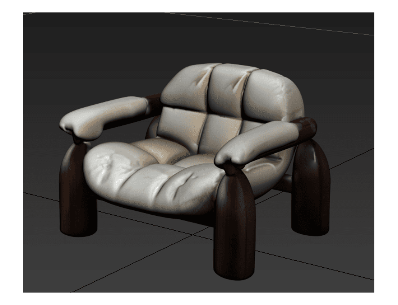 Tufted Leather Lounge Sofa — 3ds Max Model