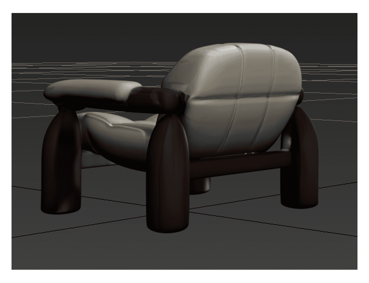 Tufted Leather Lounge Sofa — 3ds Max Model