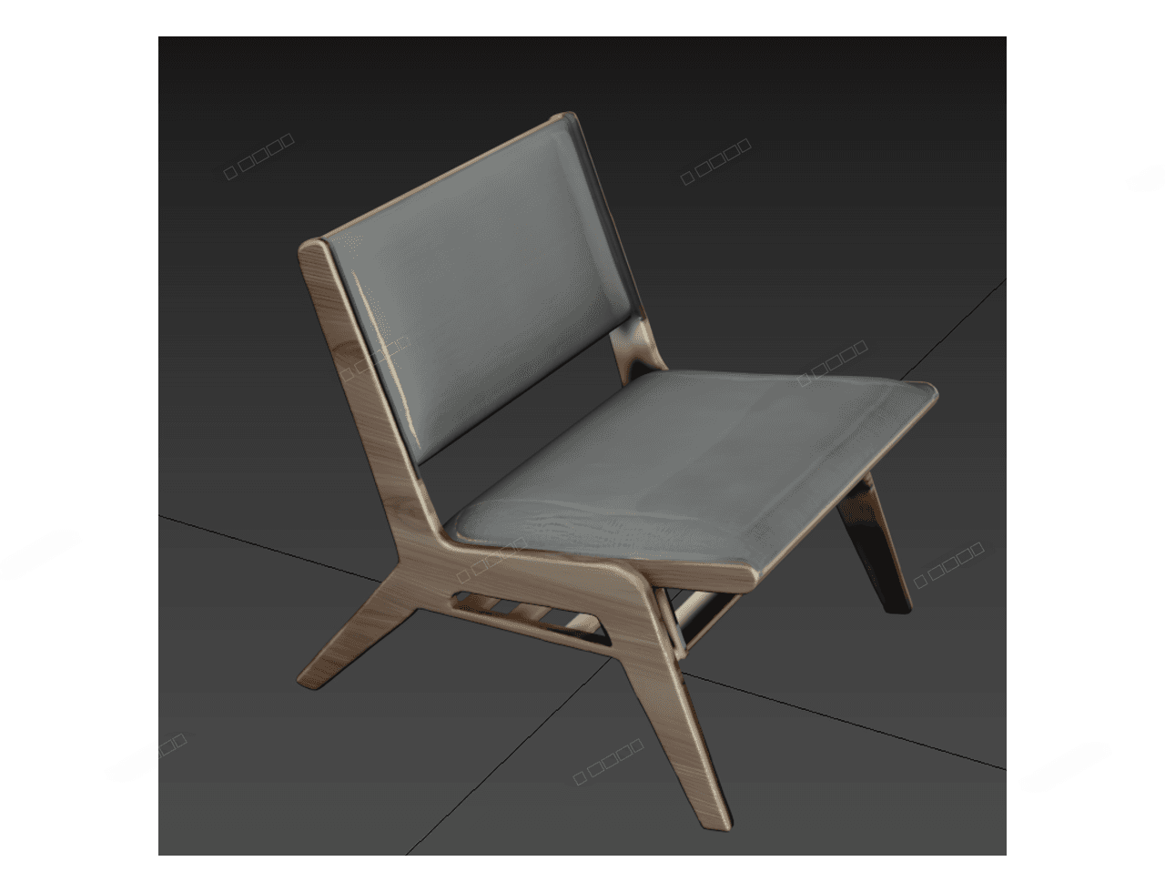 Wooden Frame Lounge Chair — 3ds Max Model