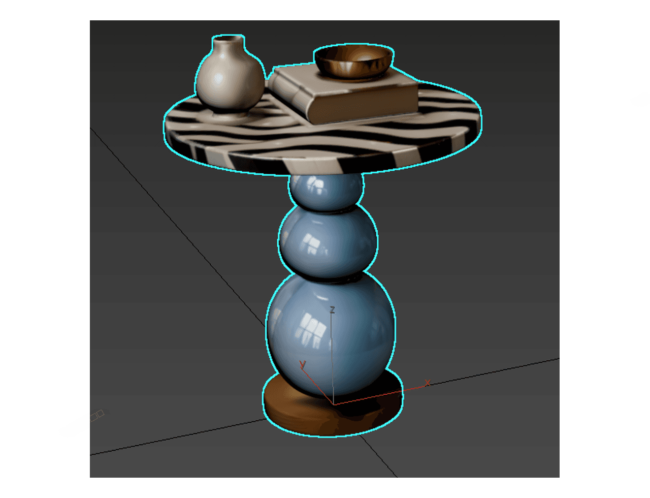 Zebra Top Pedestal Side Table — 3ds Max Model
