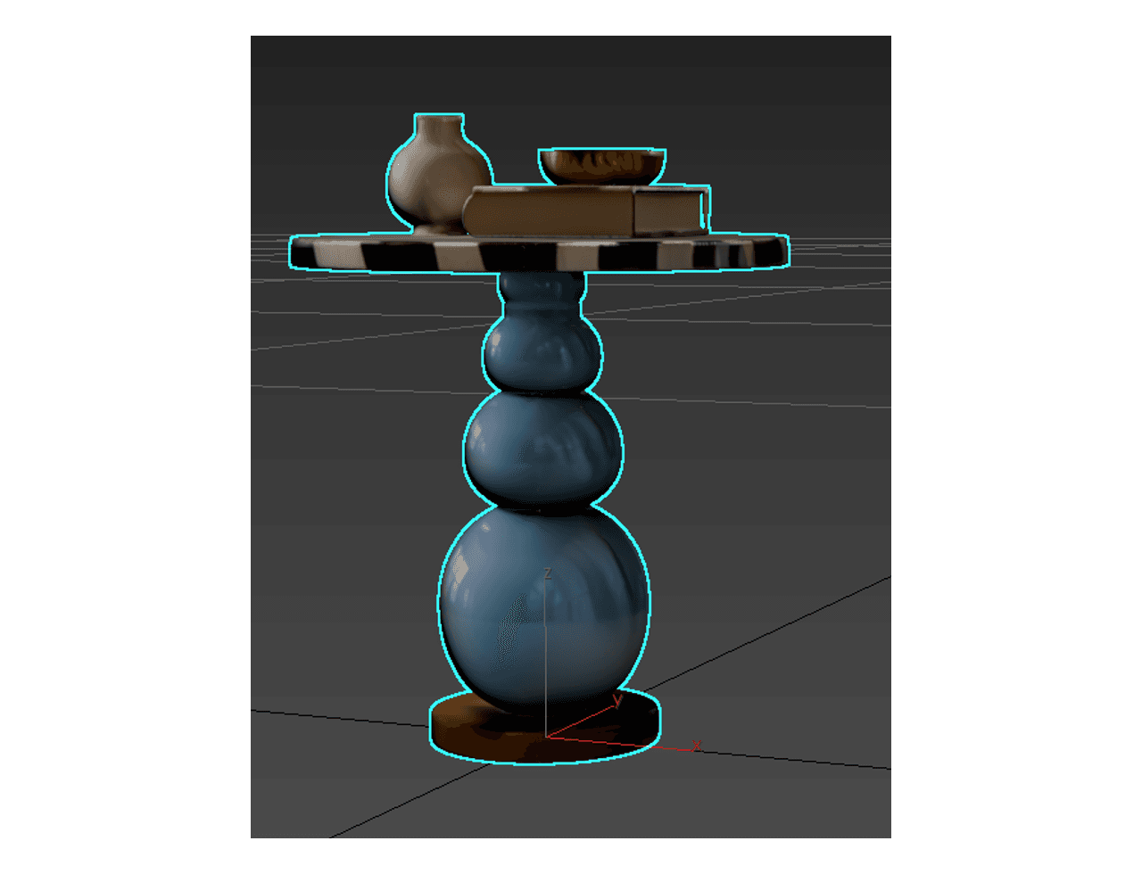 Zebra Top Pedestal Side Table — 3ds Max Model