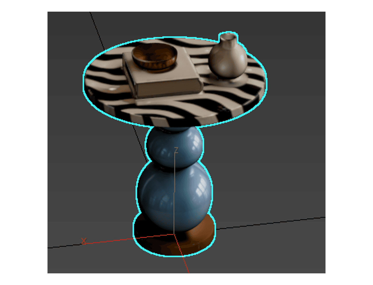Zebra Top Pedestal Side Table — 3ds Max Model