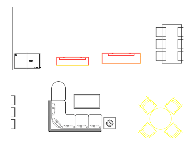 Living & Dining Room — Dynamic AutoCAD Blocks
