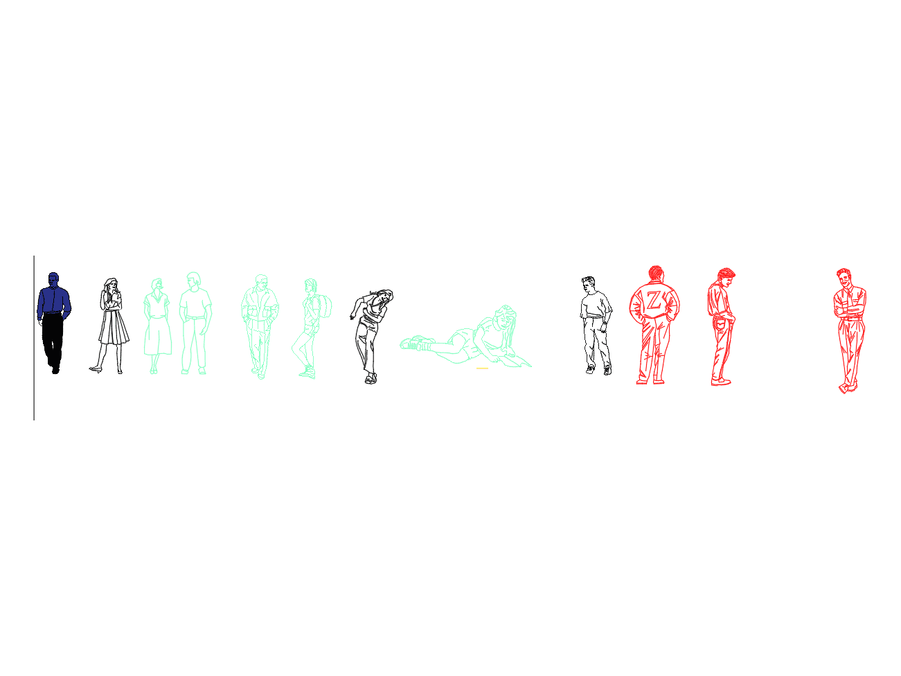 People — Teenagers — AutoCAD Blocks