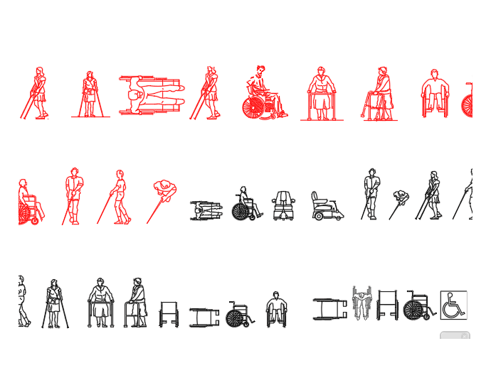 People — Wheelchair & Accessibility — AutoCAD Blocks