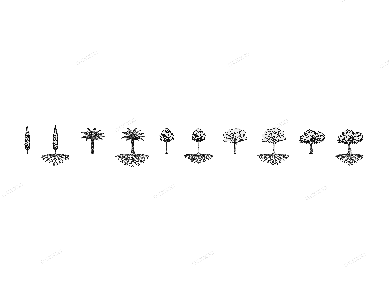 Trees in Elevation — AutoCAD Blocks